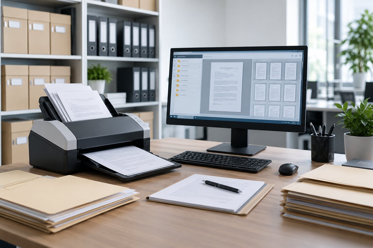 Estação de digitalização e gestão de documentos empresariais